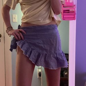 Kalani blue and white striped wrap skirt